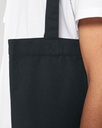 Woven Tote Bag (Black) - Front detail, model photo