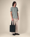 Woven Tote Bag (Black) - Front view, model photo