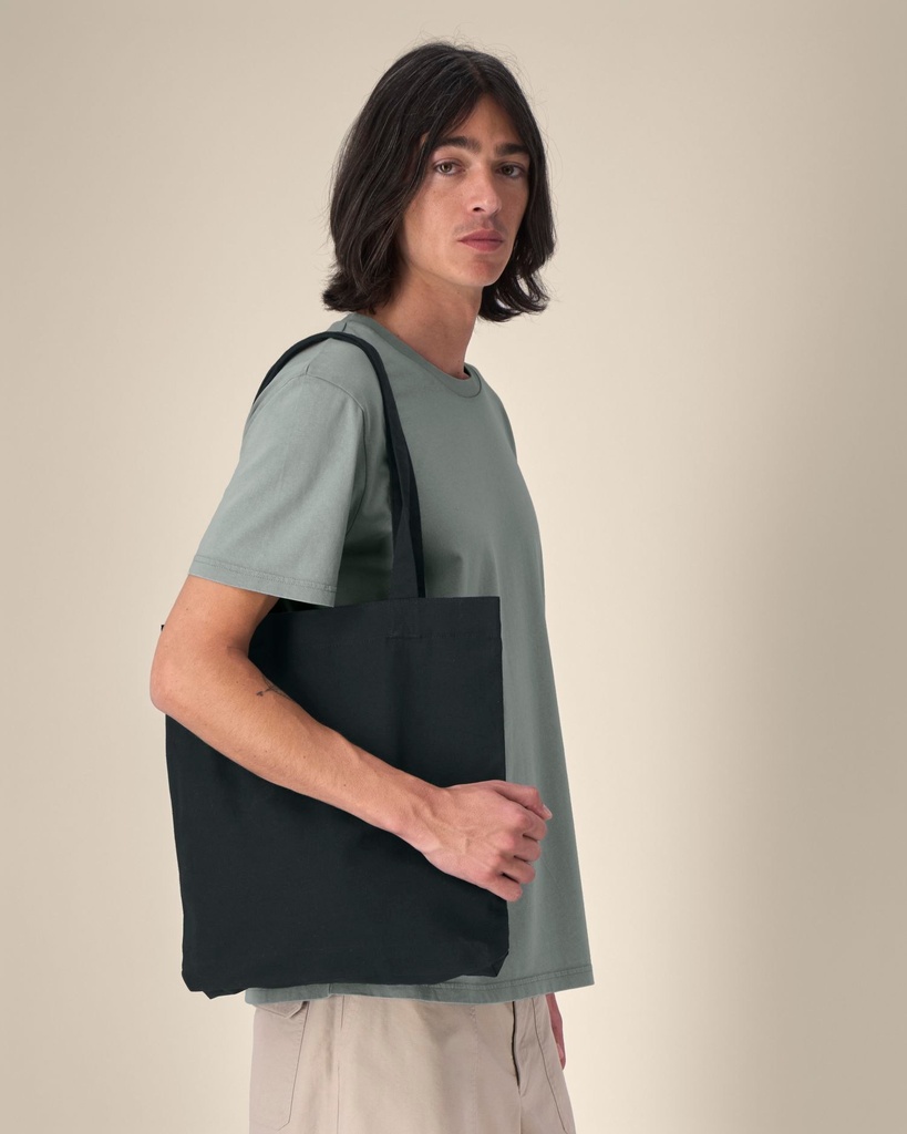 Woven Tote Bag (Black) - Front view, model photo 1