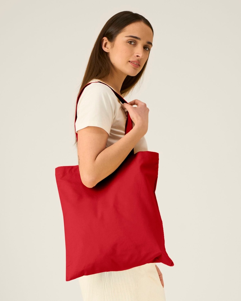 Light Tote Bag (Red) - Front detail, model photo 1