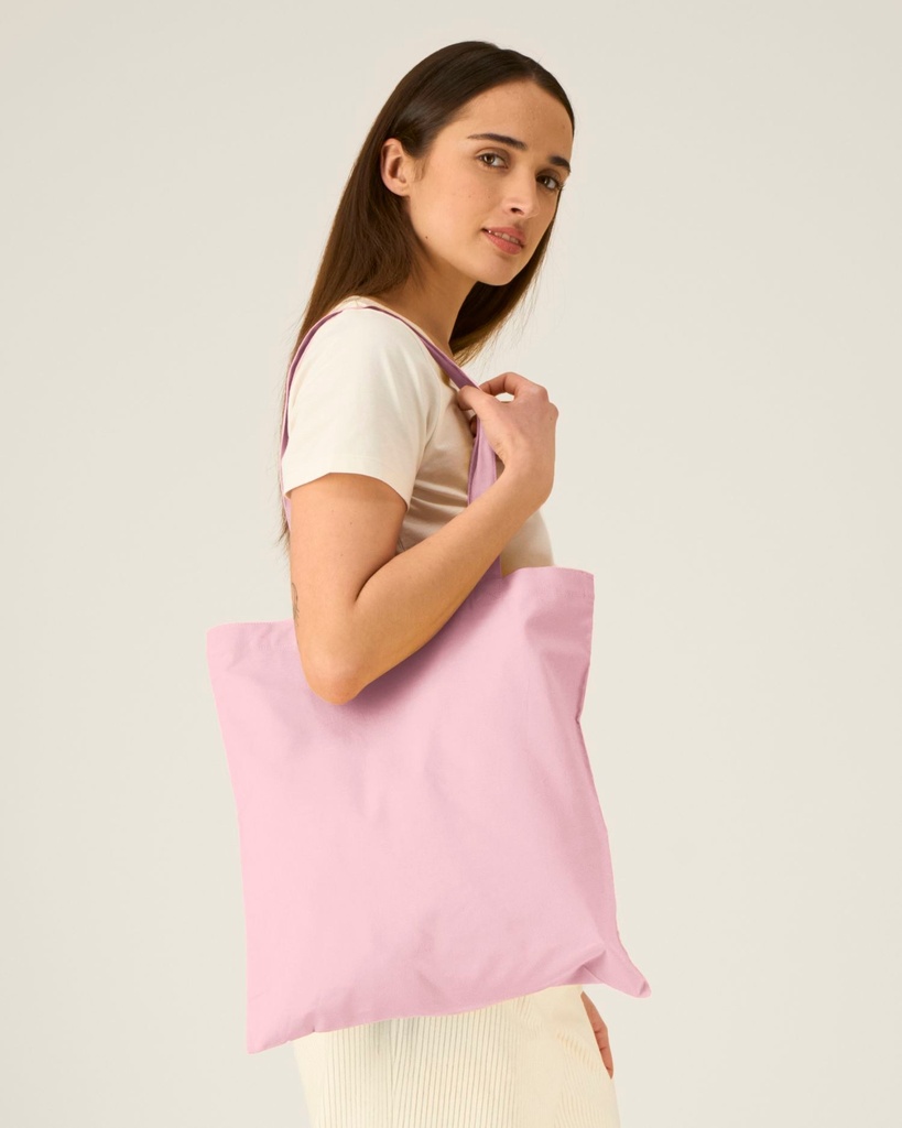Light Tote Bag (Cotton Pink) - Front detail, model photo 1