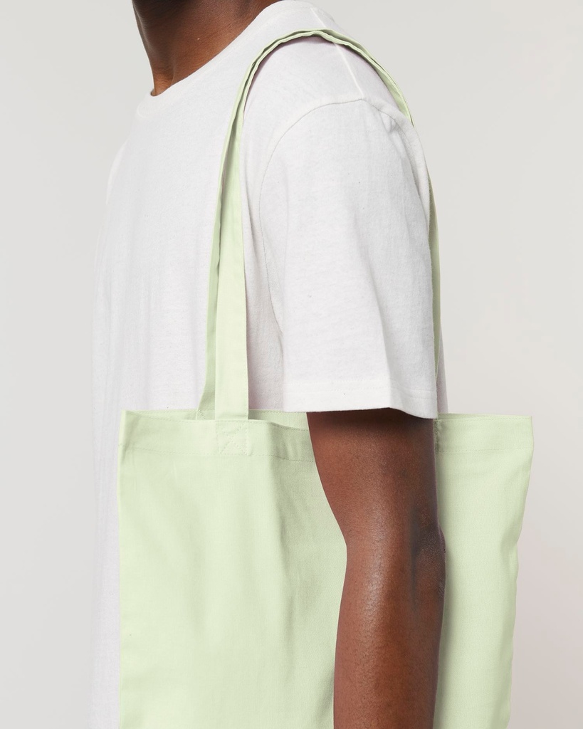 Light Tote Bag (Stem Green) - Front detail, model photo