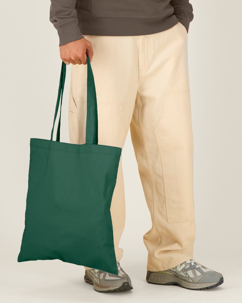 Light Tote Bag (Bottle Green) - Front detail, model photo 1