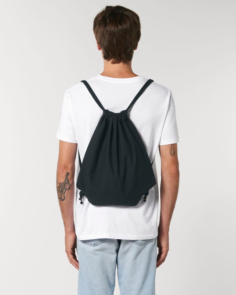 Gym Bag (Black) - Back view, model photo