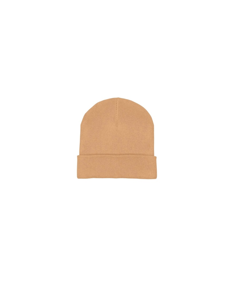 RIB BEANIE (Latte) - Front view, product photo