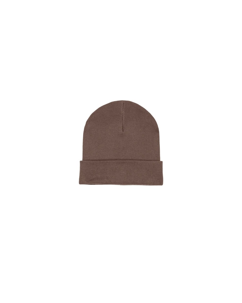 RIB BEANIE (Mocha) - Front view, product photo